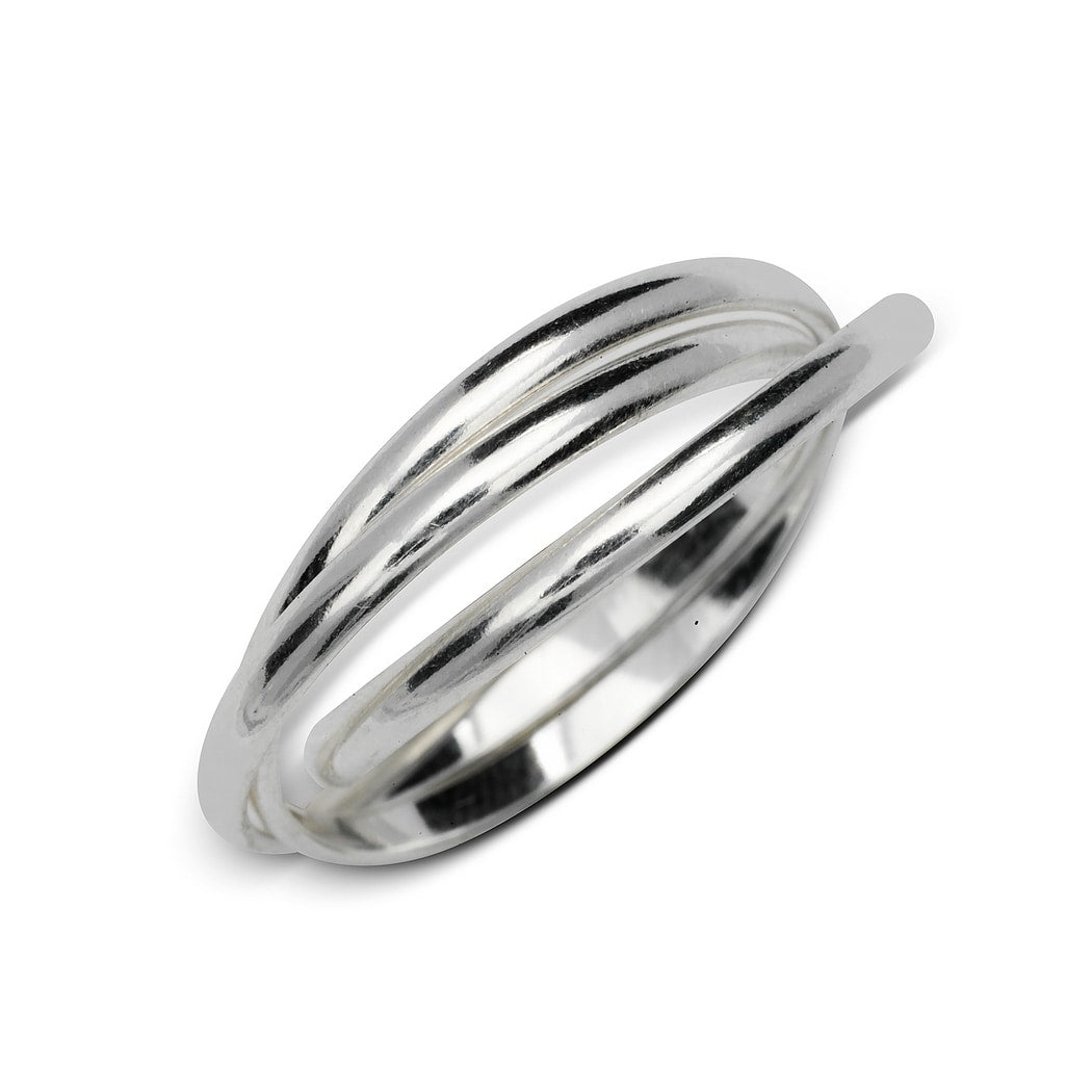 Sterling Silver Polished Intertwining Rolling Band Ring Size 4 14 White