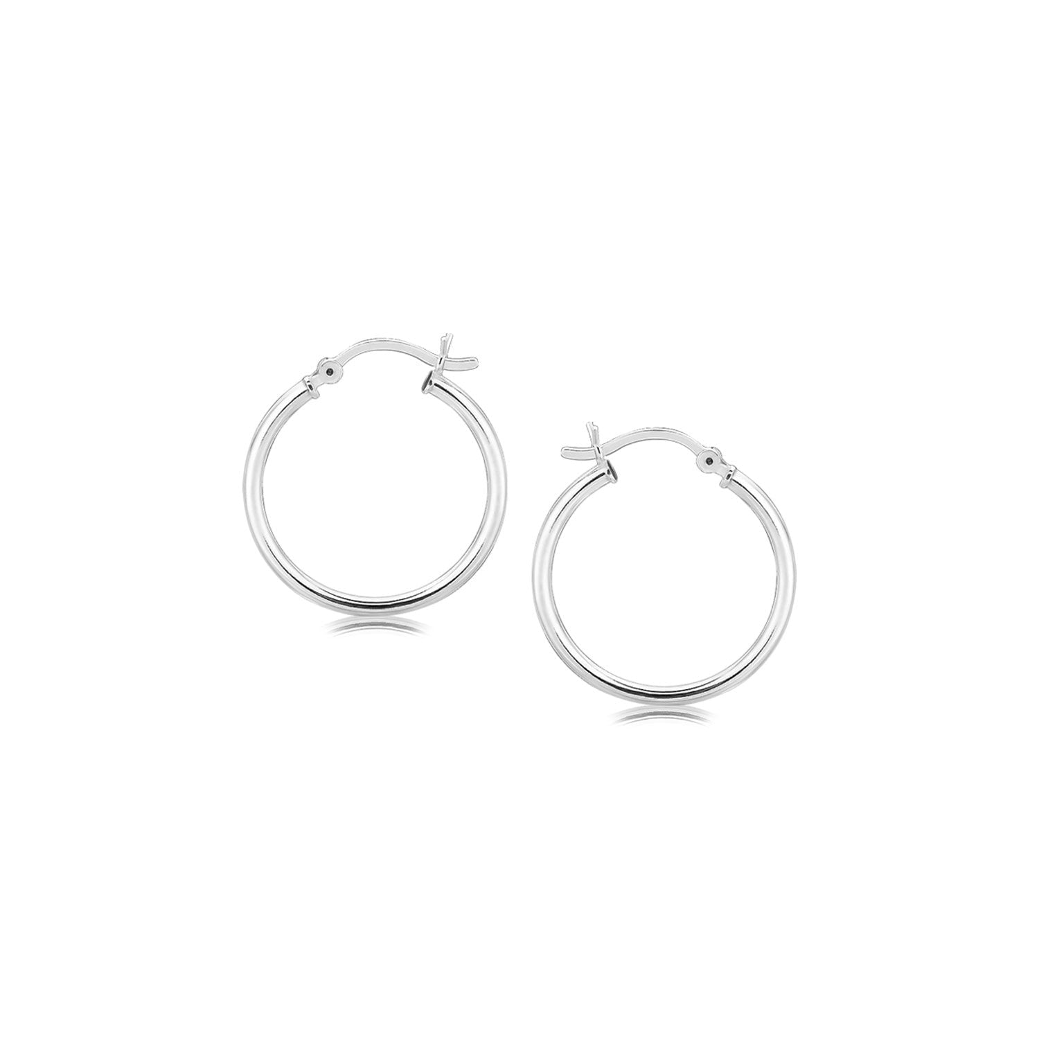 Sterling Silver Polished Thin Hoop Earrings With Rhodium Plating 20Mm