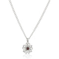 Sterling Silver Red Garnet Black Flower Pendant Necklace 18