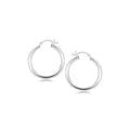 Sterling Silver Rhodium Plated Polished Look Hoop Earrings 25Mm