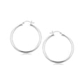 Sterling Silver Rhodium Plated Polished Motif Hoop Earrings 35Mm
