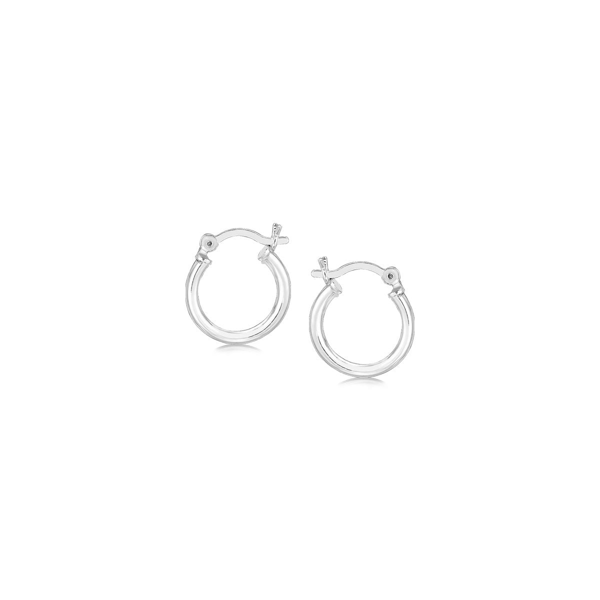 Sterling Silver Rhodium Plated Thin And Small Polished Hoop Earrings 10Mm