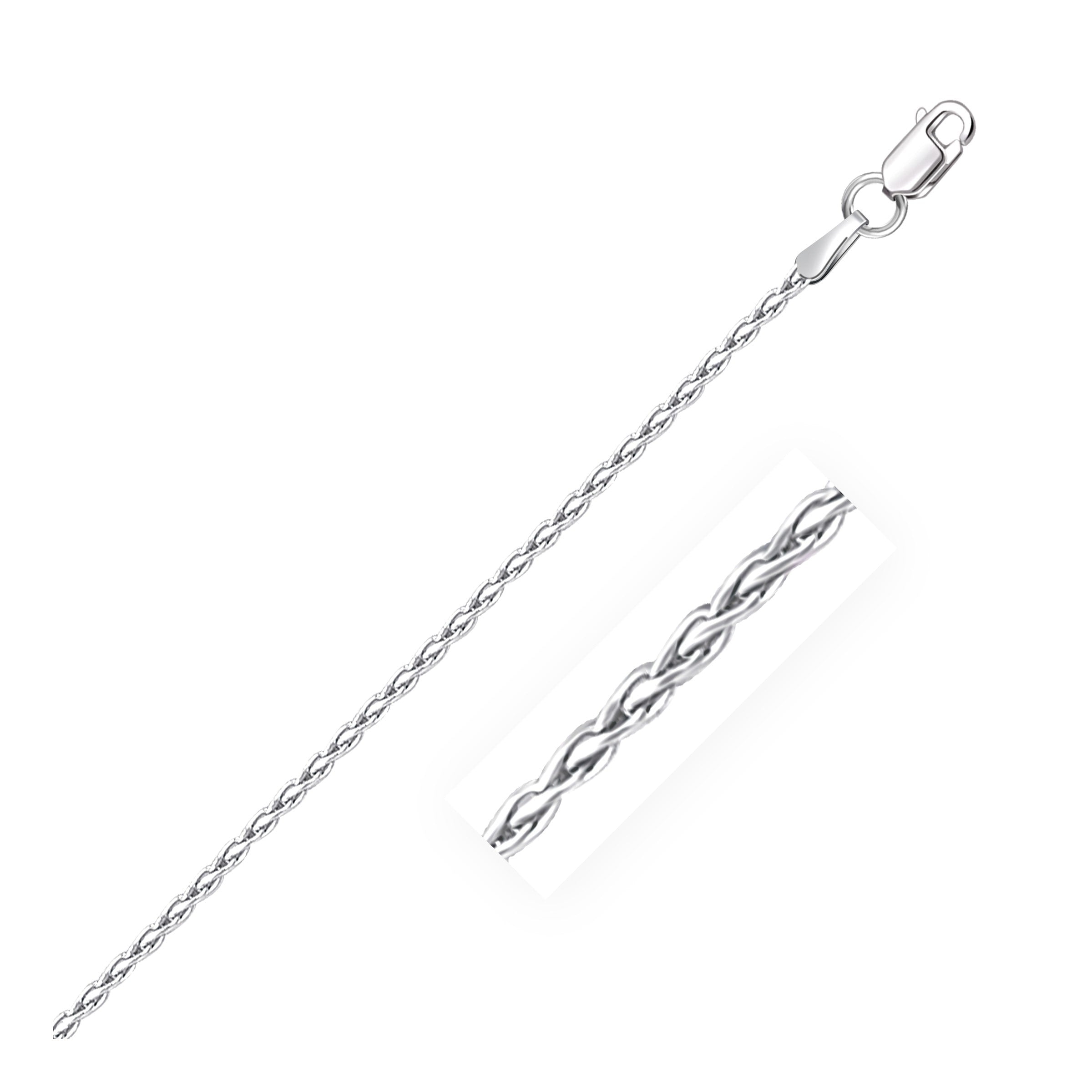 Sterling Silver Rhodium Plated Wheat Chain 1.5Mm