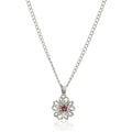 Pinctore Sterling Silver Rhodolite Black Flower Pendant Necklace 18
