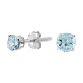 Sterling Silver Round 4Mm Gemstone Birthstone Stud Earrings