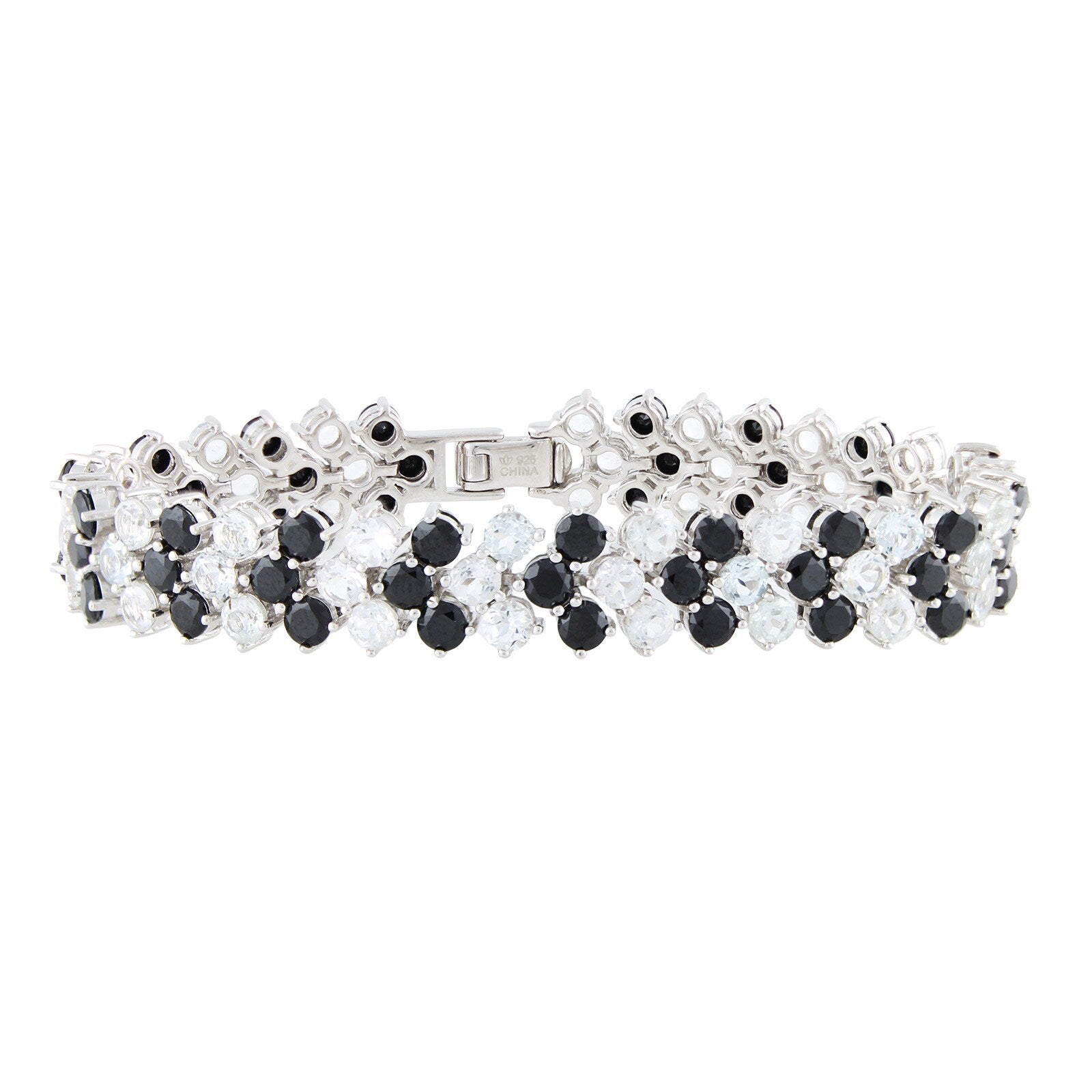 Pinctore Sterling Silver Peridot Amethyst Smoky Qtz Red Garnet Or White Topaz Cheveron Bracelet
