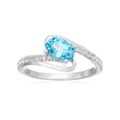 Pinctore Sterling Silver Swiss Blue Topaz And White Topaz Ring