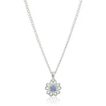 Sterling Silver Tanzanite Black Flower Pendant Necklace 18