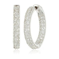 Pinctore Sterling Silver White Topaz Round Hoop Earrings 1