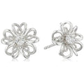 Pinctore Sterling Silver White Topaz Flower Stud Earrings