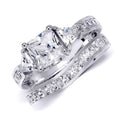 Sterling Silver Womens Cz Princess Cut 4.5 Carat Wedding Ring Set
