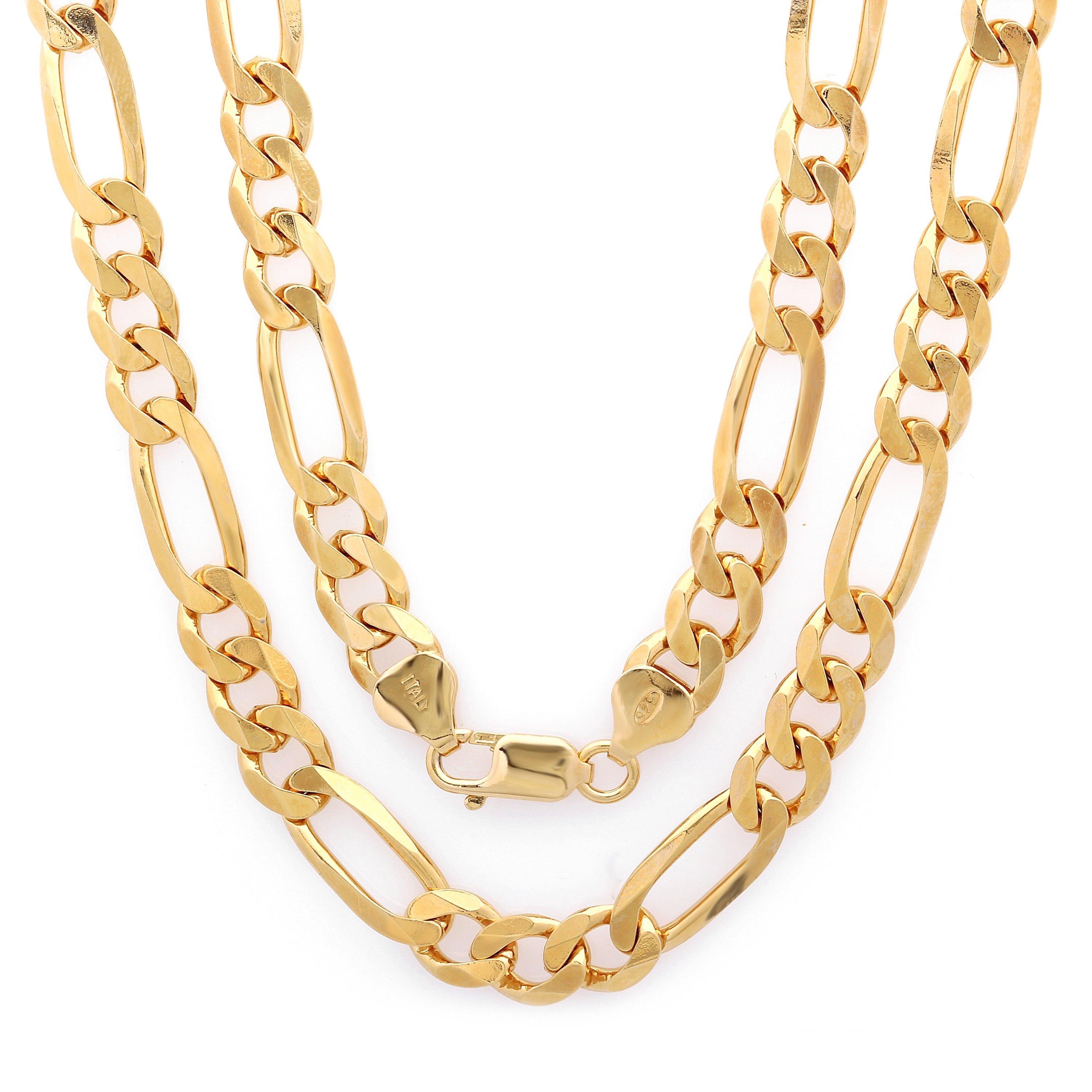Gold Plated Silver 7.5Mm Figaro Chain Necklace By Roberto Martinez