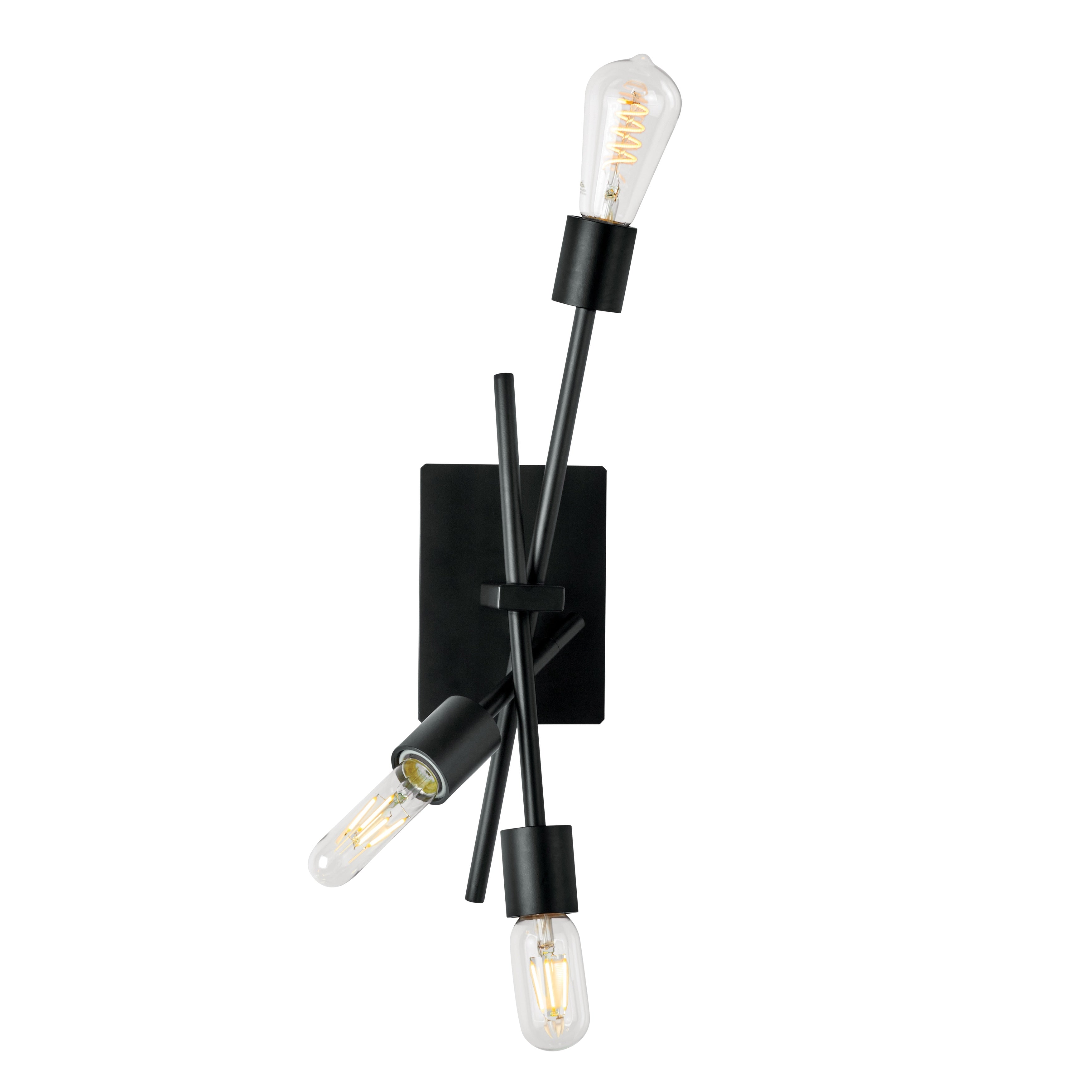 Stick 16.75 High 3 Light Sconce Matte Black 16.75 Inch Tall