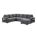 Stila Sleeper Sectional Sofa With Storage Chaise 128 Inch Dark Gray