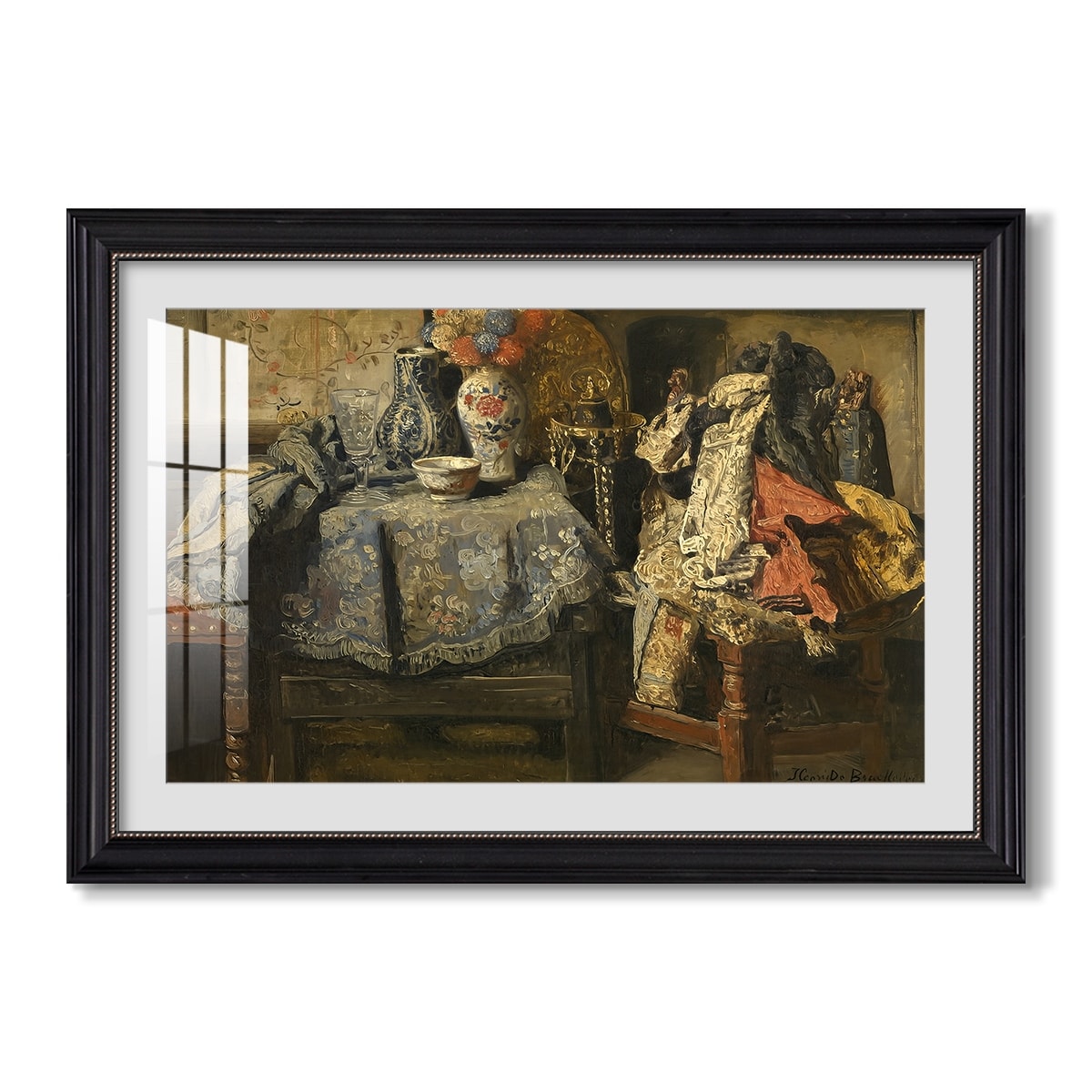 Still Life Requisites 1885 Henri De Braekeleer Custom Framed Print