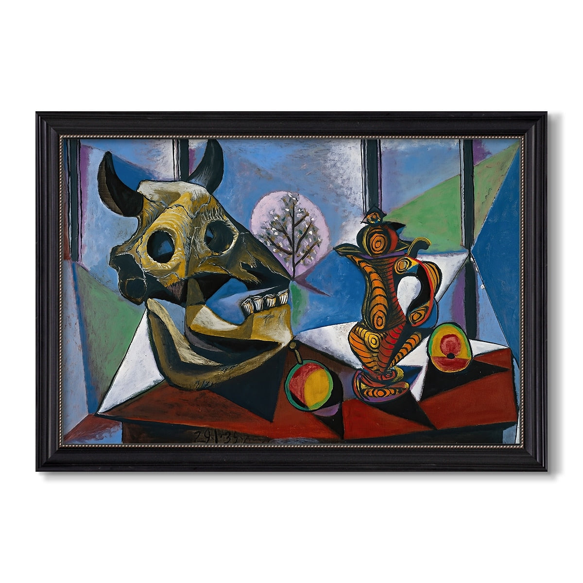 Still Life With Bulls Skull 1939 Pablo Picasso Custom Framed Canvas