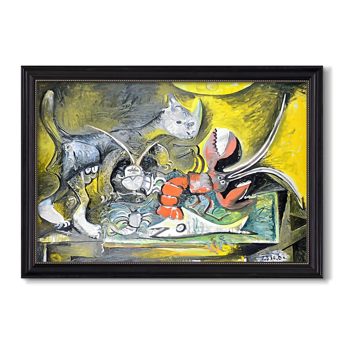 Still Life With Cat And Lobster 1962 Pablo Picasso Custom Framed Canvas