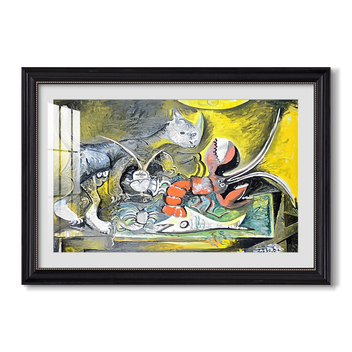 Still Life With Cat And Lobster 1962 Pablo Picasso Custom Framed Print