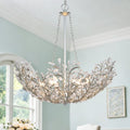 Stillbloom 6 Light Antique Silver Foil Metal Crystal Floral Chandelier Antique Silver Dia. 28.1 X H 29.5