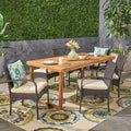 Stillwater Outdoor 6 Seater Acacia Wood Dining Set With Wicker Chairs By Christopher Knight Home