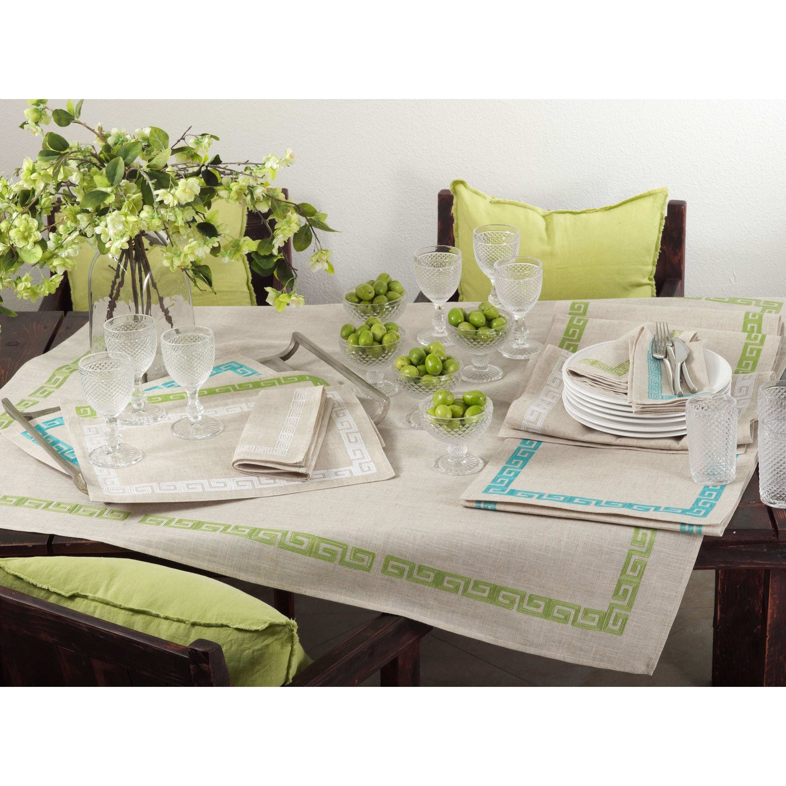 Stitched Greek Key Design Placemat Set Of 4