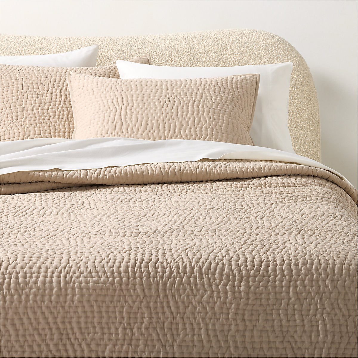 Stitched Organic Cotton Sateen Taupe King Pillow Shams Set of 2
