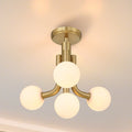 Stockholm 16 Inch 4 Light Champagne Gold Convertible Pendant With Opal Glass Shades