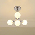 Stockholm 16 Inch 4 Light Polished Nickel Convertible Pendant With Opal Glass Shades