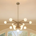 Stockholm 40 Inch 13 Light Champagne Gold Chandelier With Opal Glass Shades L 40.5 X W 40.5 X H 16.75 X M H 73.25