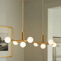 Stockholm 50 Inch 8 Light Champagne Gold Linear Chandelier With Opal Glass Shades L 50 X W 20 X H 13.5 X M H 69.25