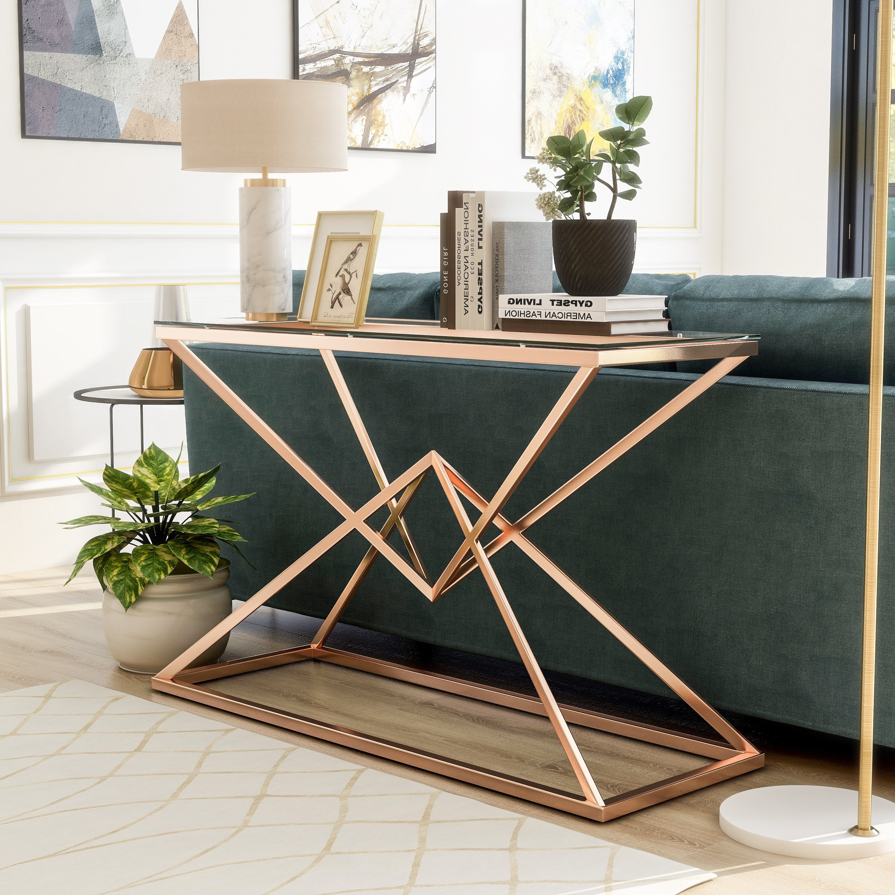 Furniture Of America Stola Modern Glass Top Sofa Table