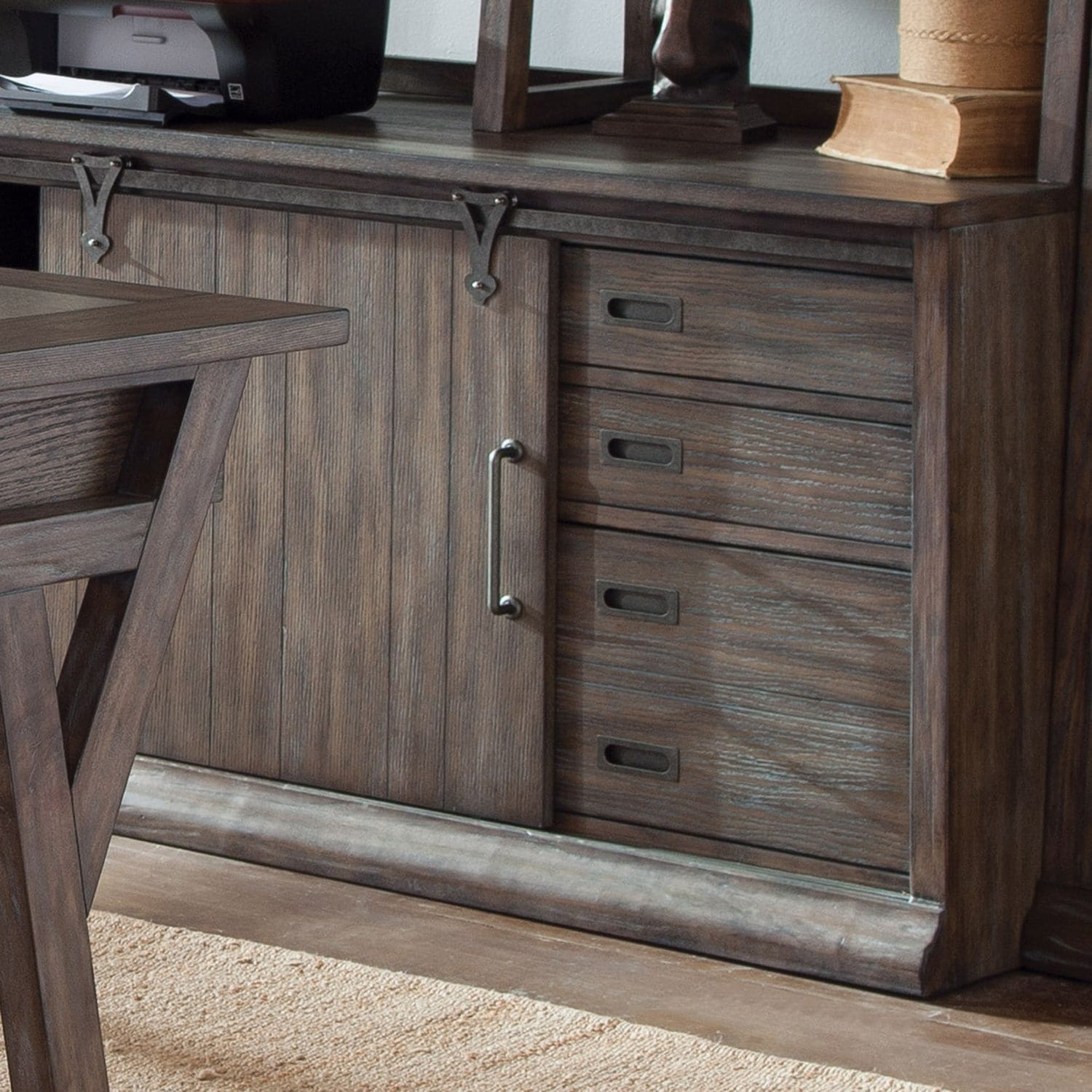 Stone Brook Rustic Saddle Jr. Executive Computer Credenza