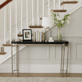 Contemporary Quartz Top Console Table Narrow Sofa Table 54 Black 54.25