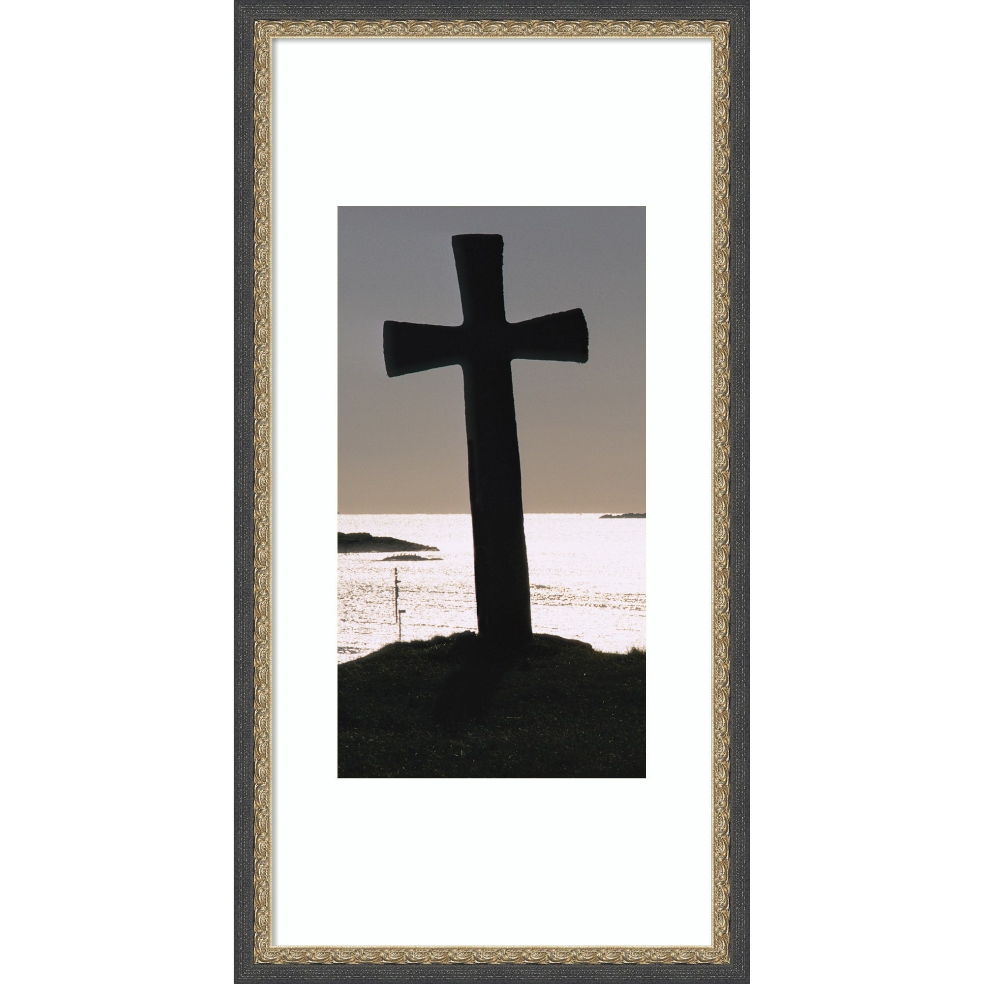 Stone Cross On Island Norway By Ted Spiegel Wood Framed Wall Art Print