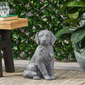 Stone Gray Mgo Dog Garden Statue Outdoor Decorative Sculpture No Assembly Required 12.5