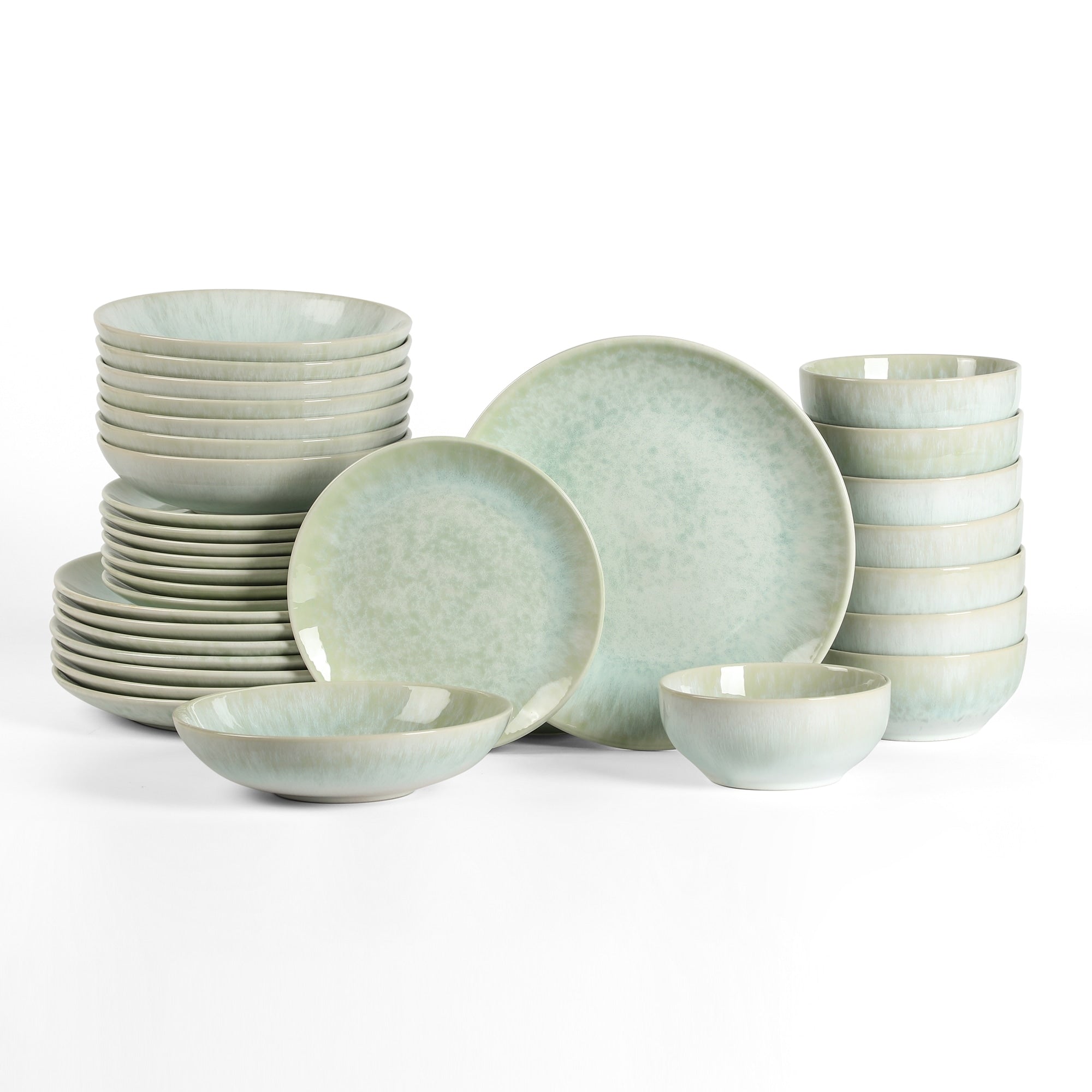 Stone Lain Riley Stoneware Dinnerware Set With Pasta Bowls And Reactive Glaze