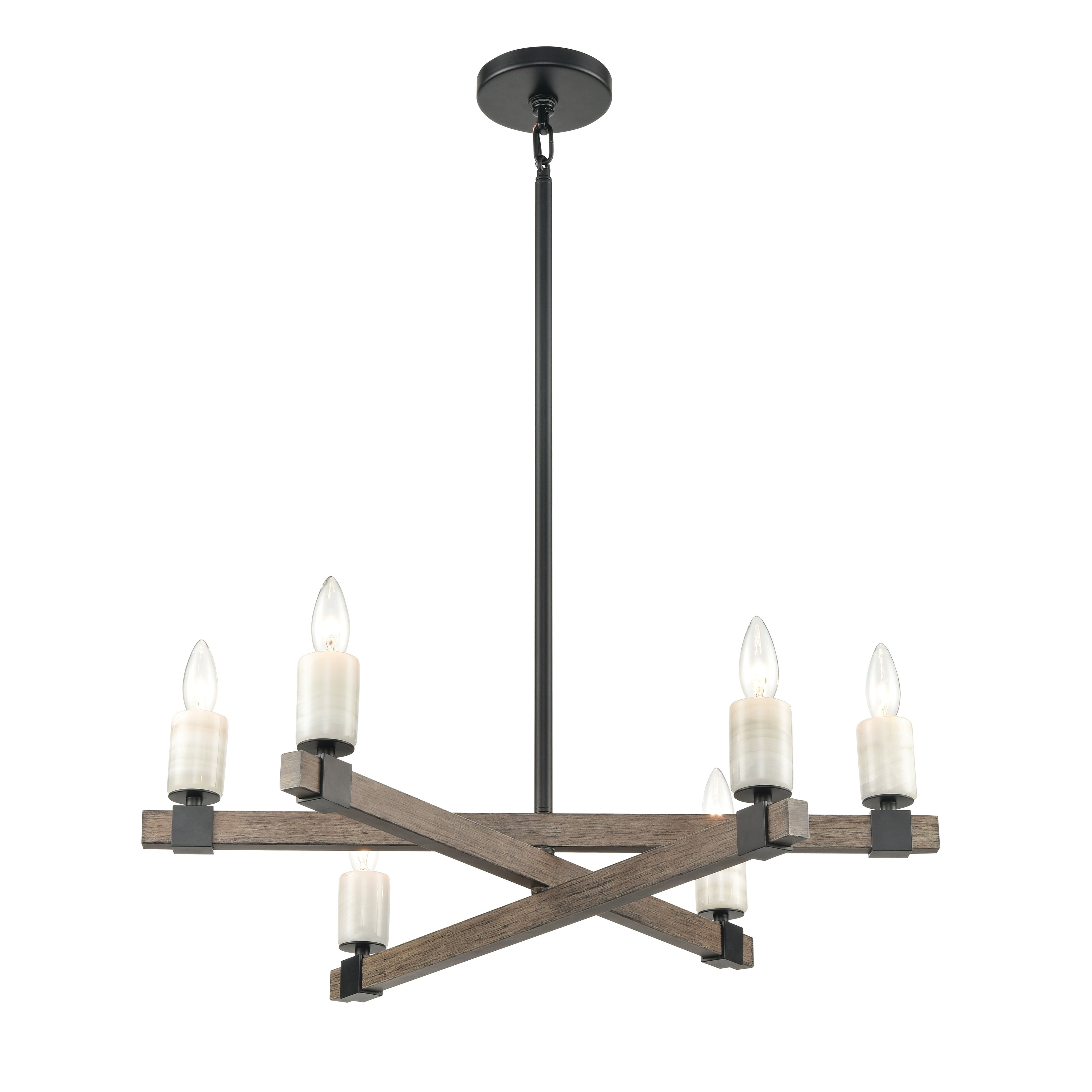 Stone Manor 27 Inch Wide 6 Light Chandelier In Matte Black 27In W
