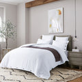 Linen Duvet Cover With Pillow Shams 3 Pc Set Vintage Stone Washed Fabric With Coconut Shell Button Closures And Corner Ties