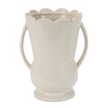 Stoneware Led Scalloped Vase 9 H