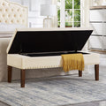 Storage Bench Leisure Bench Window Bench With Wood Legs Cream Dining Bench Lounge Bench With Nailhead Trim
