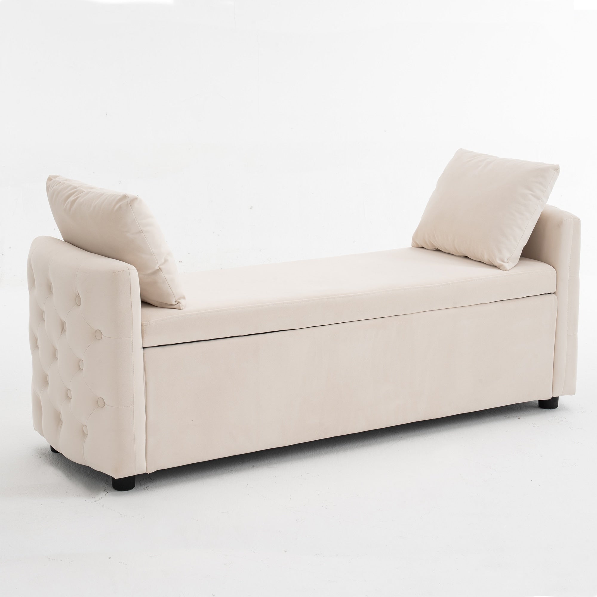 Storage Bench For Bedroom 60 End Of Bed Bench For King Size Bed Modern Upholstered Long Bench With Tufted Arm