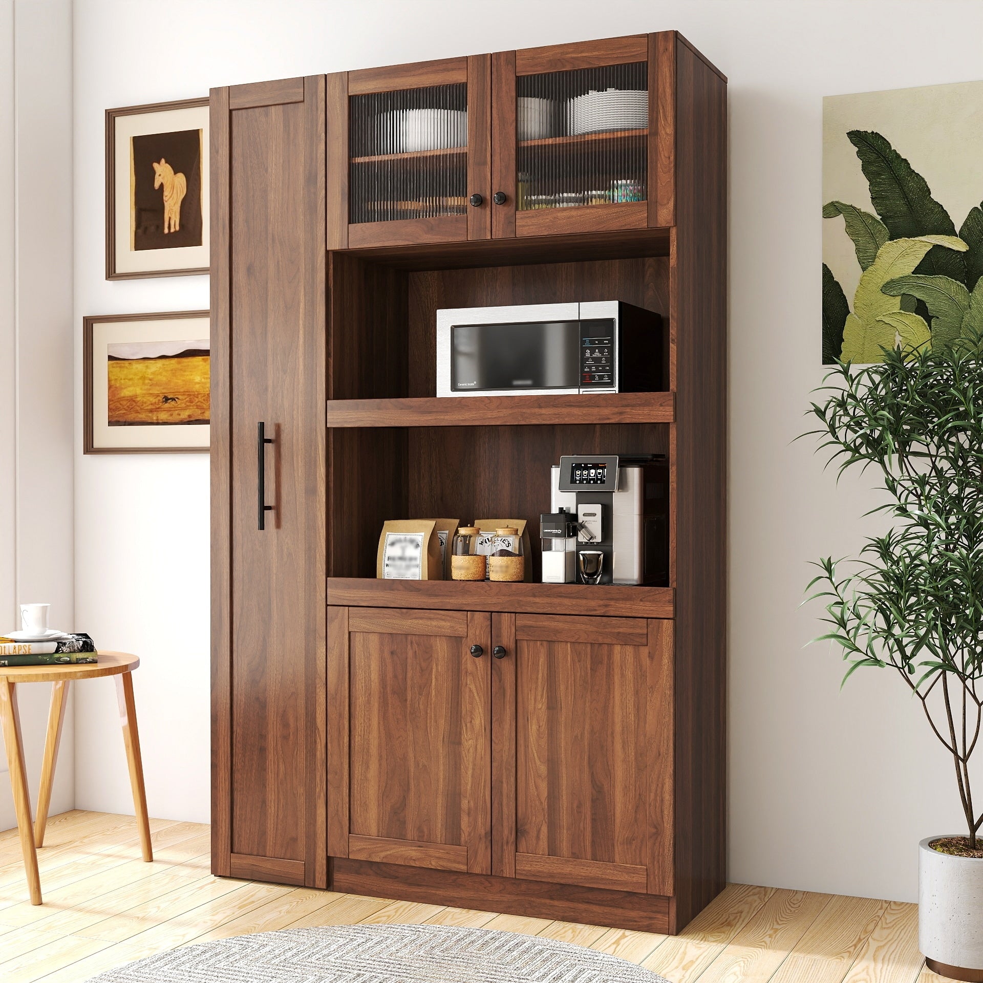 Storage Cabinet Bookcase With Shelves Pantry Cabinet Kitchen Cabinet Cupboard Credenza With 4 Doors