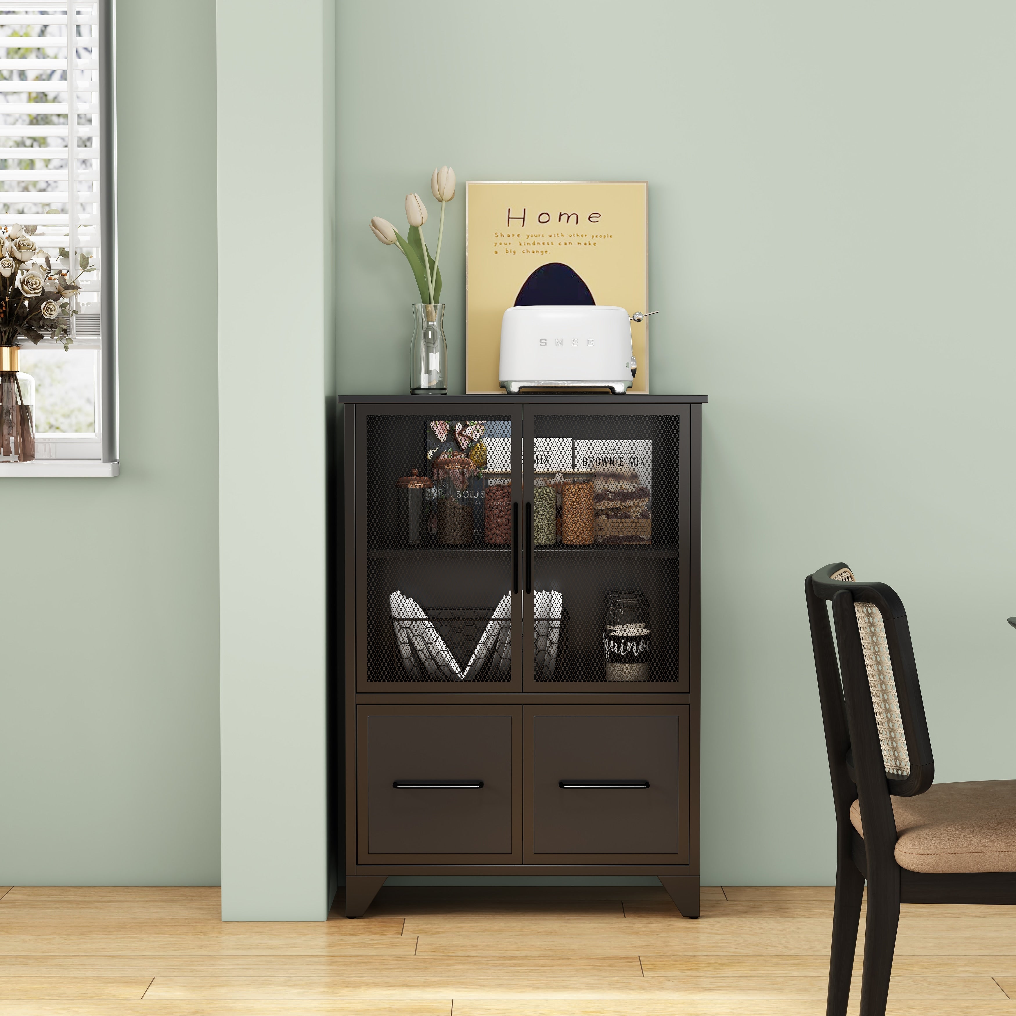 Storage Cabinet Display Cabinet With Metal Handle Cupboard Hallway Cabinet Entryway Cabinet With Metal Legs