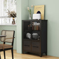 Storage Cabinet With 4 Iron Doors Black Metal Handle Sideboard With Adjustable Shelf Black Sturdy Metal Frame And Metal Legs
