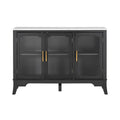 Storage Cabinet With 3 Glass Doors Wooden Entryway Accent Cabinet Buffet Cabinet With Adjustable Shelves For Living Room