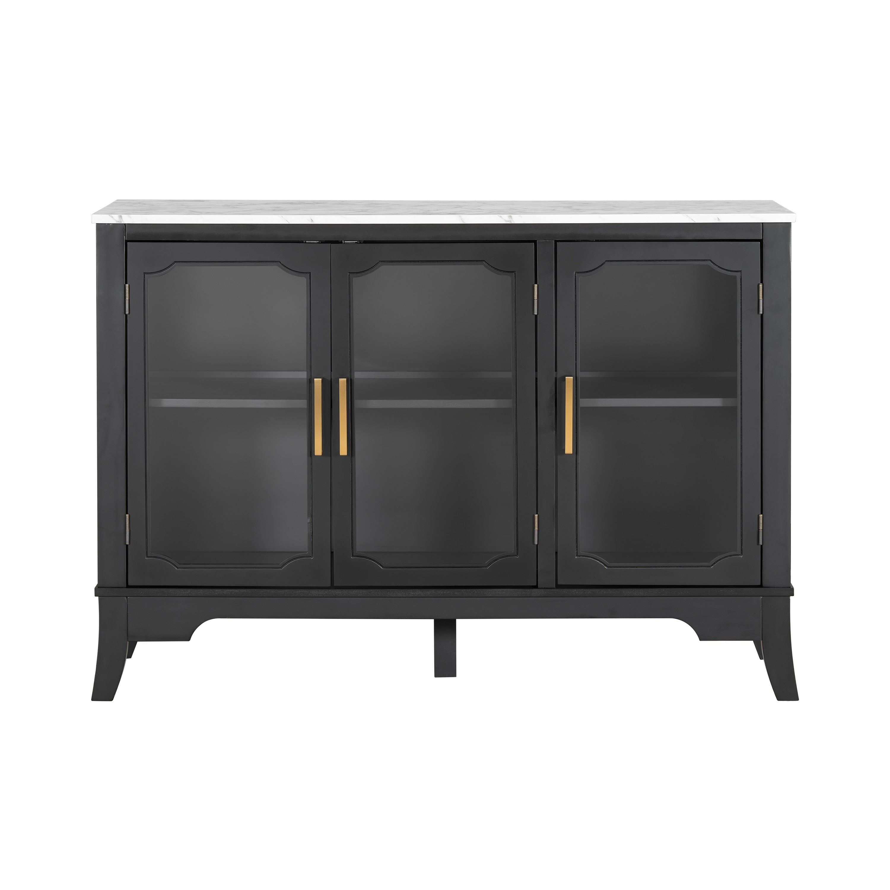 Storage Cabinet With 3 Glass Doors Wooden Entryway Accent Cabinet Buffet Cabinet With Adjustable Shelves For Living Room