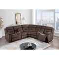 Storage Space 3Pc Manual Sectional Set Pillow Arms Chocolarte Finish