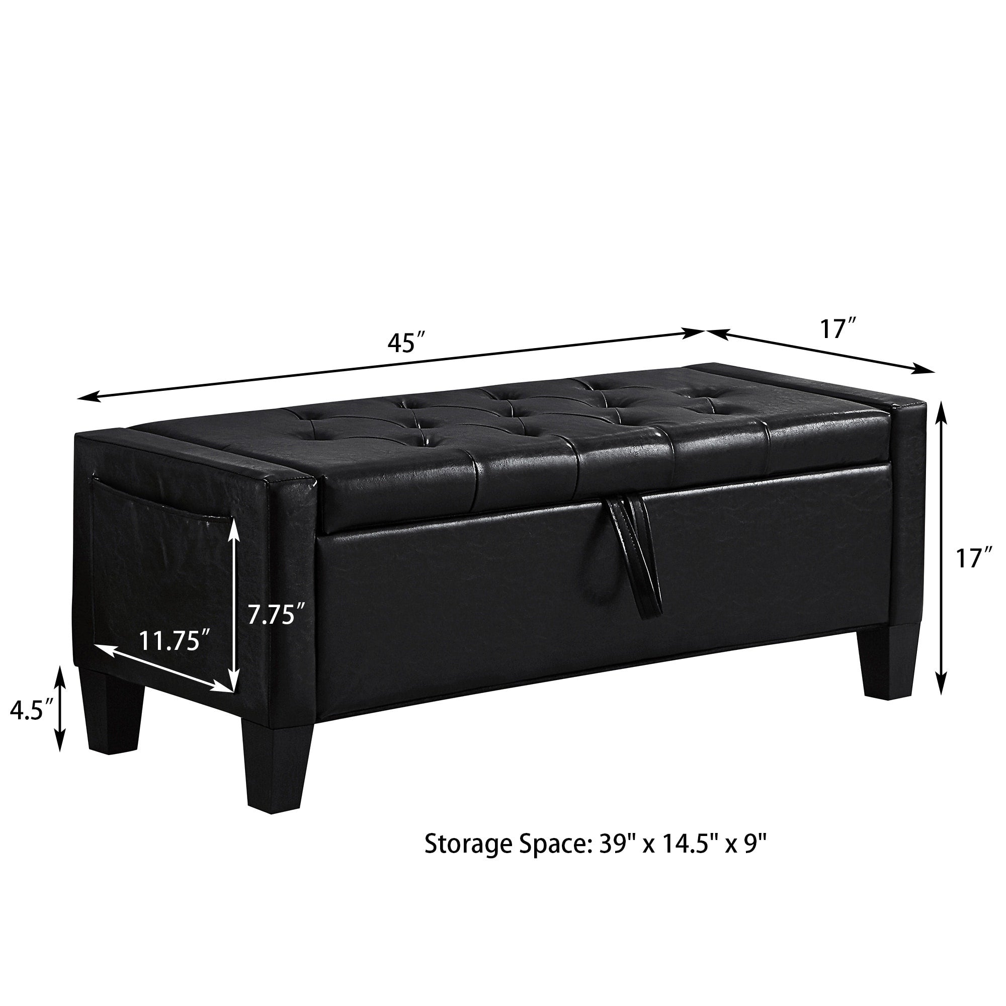 Storage Ottoman Storage Ottoman With Safety Hinges 350 Pound Weight Capacity Padded Entryway Bench