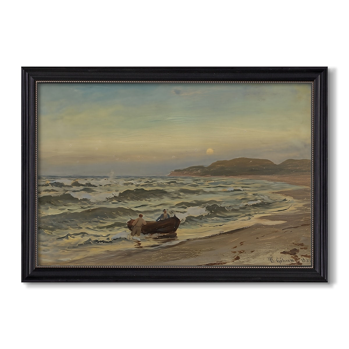 Storm At Rugen 1882 Hans Gude Custom Framed Canvas