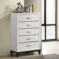 Stout Contemporary 5 Drawer Metal Bar Pulls Wood Chest White